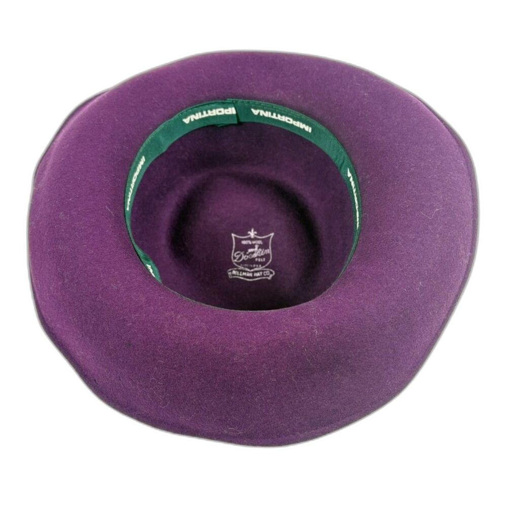 VTG Bollman Hat Co Purple Wool Doeskin Felt Hat Black Bow USA - Picture 3 of 4